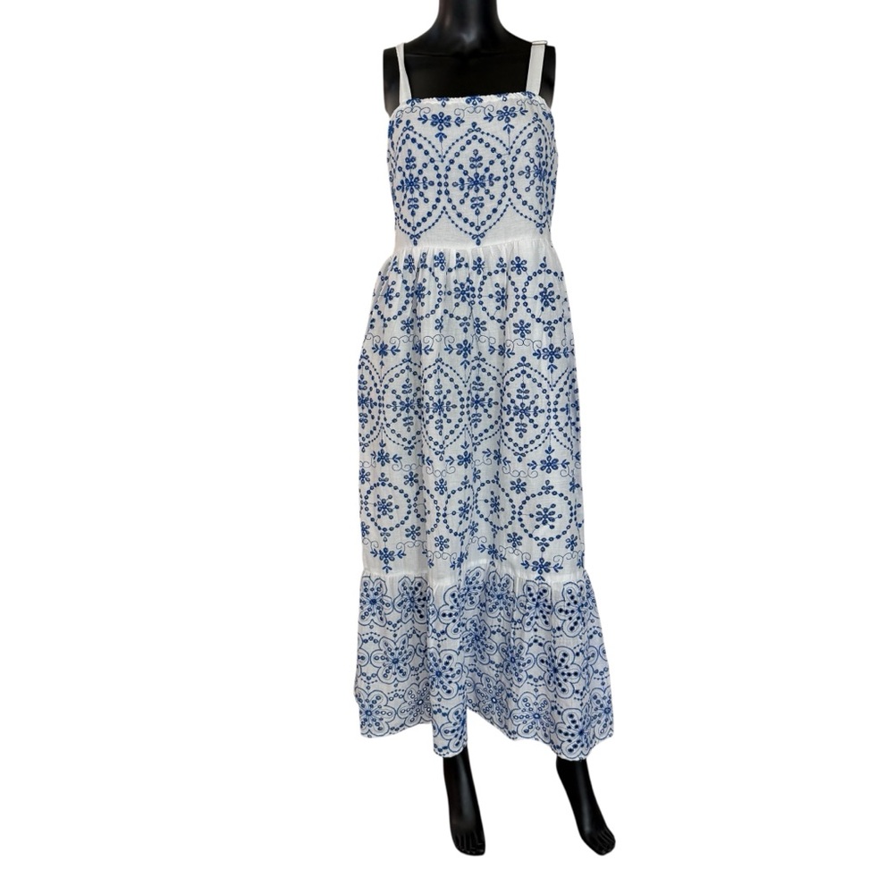 Chic Blue and White Floral Maxi Dress - Picture 2 of 14
